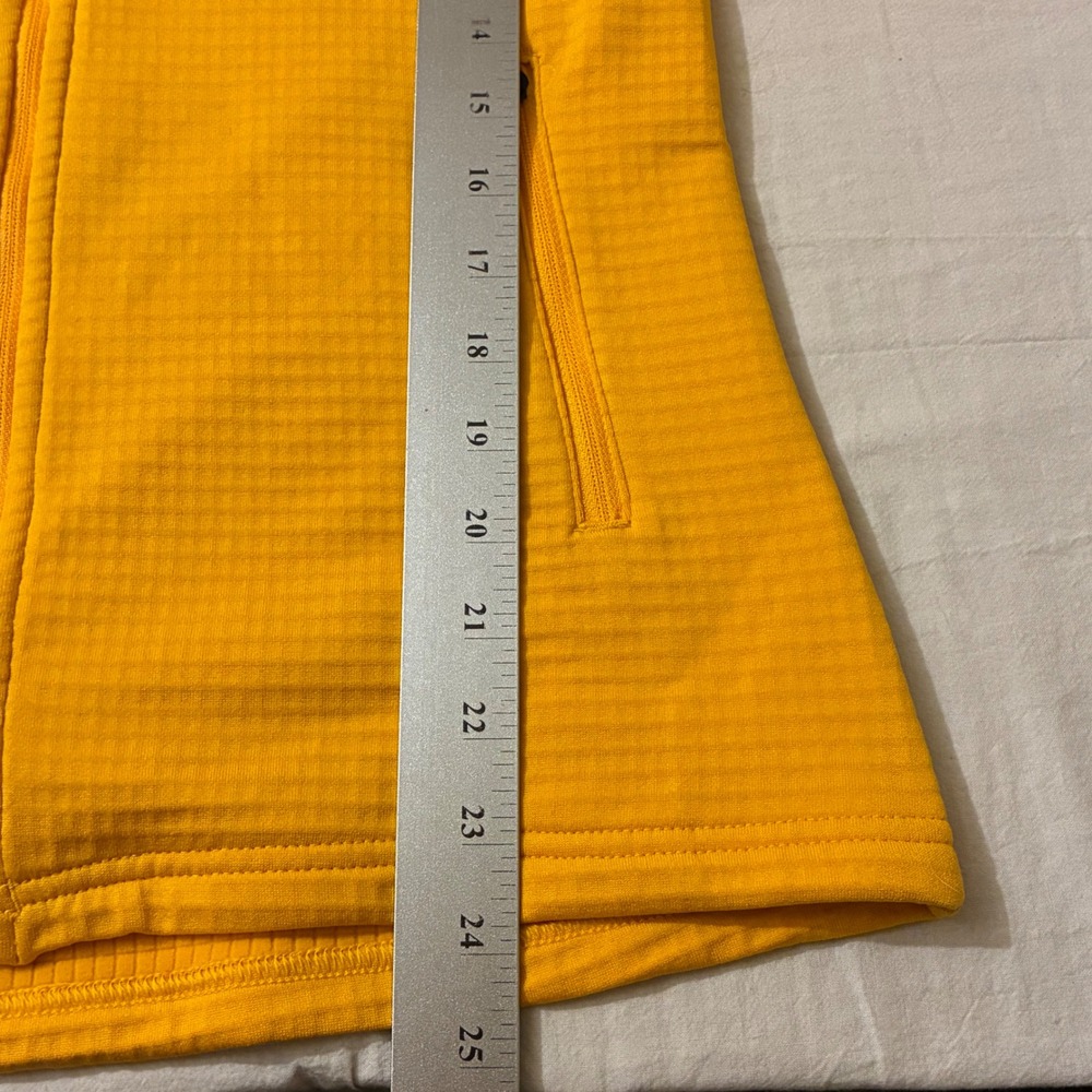 Marmot SIze Medium Yellow Full Zip Grid Fleece Jacket Mock Neck Hiking Outdoors - Picture 6 of 12